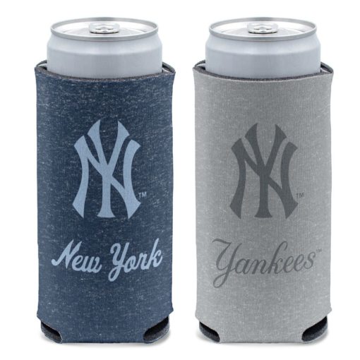 New York Yankees 12 oz Heather Navy Gray Slim Can Cooler Holder