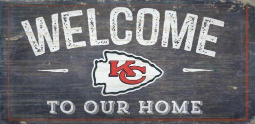 Kansas City Chiefs Wood Sign - 6x12 Welcome To Our Home