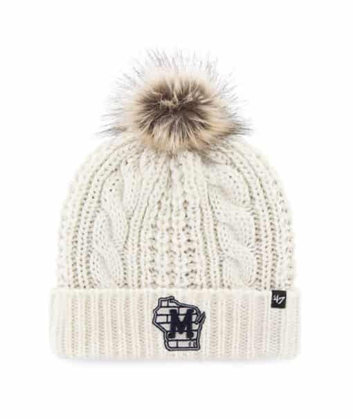 Milwaukee Brewers Women's 47 Brand Cooperstown White Cream Meeko Cuff Knit Hat