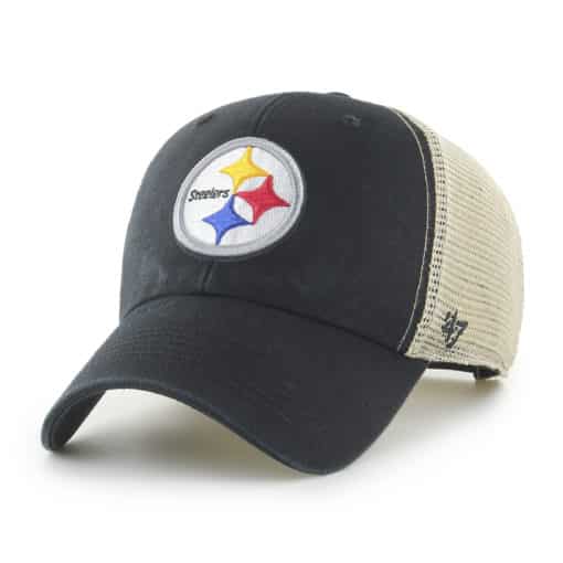 Pittsburgh Steelers 47 Brand Black Khaki Mesh MVP Snapback Hat