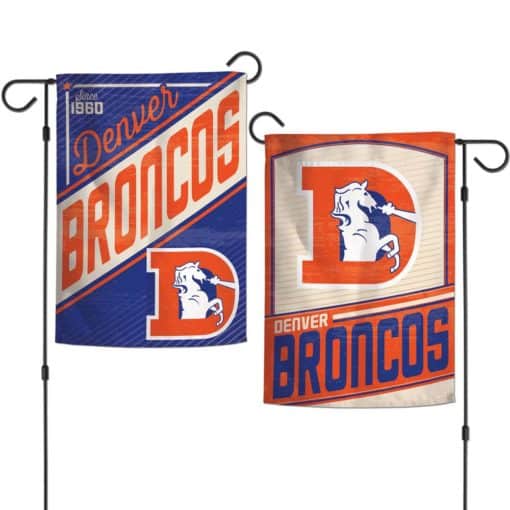 Denver Broncos Two Sided Retro 12"x18" Garden Flag