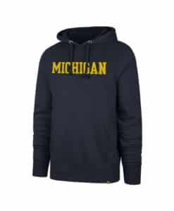 Michigan Wolverines Men's 47 Brand Fall Navy Wordmark Pullover Hoodie