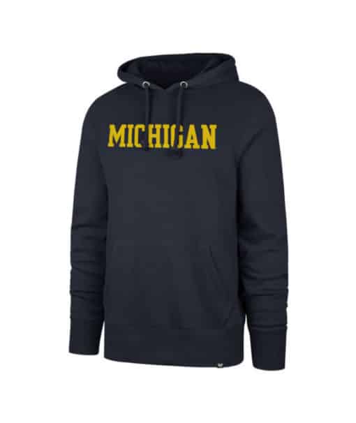 Michigan Wolverines Men's 47 Brand Fall Navy Wordmark Pullover Hoodie