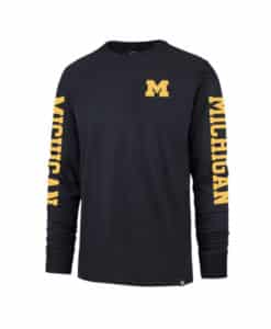 Michigan Wolverines Men's 47 Brand Atlas Blue Triple Threat Long Sleeve Shirt