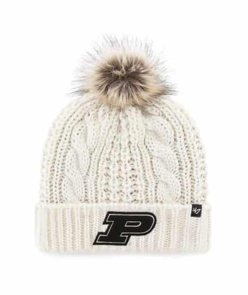 Purdue Boilermakers NEWBORN Baby 47 Brand White Cream Meeko Cuff Knit Hat