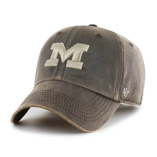 Michigan Wolverines 47 Brand Brown Oil Cloth Clean Up Adjustable Hat