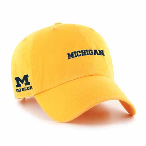 Michigan Wolverines 47 Brand Script GO BLUE Gold Clean Up Adjustable Hat