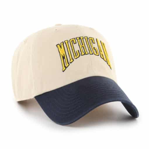 Michigan Wolverines 47 Brand Script Navy Natural Clean Up Adjustable Hat - Image 3