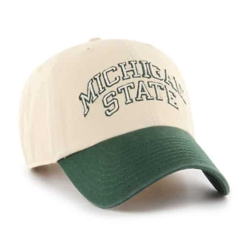 Michigan State Spartans 47 Brand Script Green Natural Clean Up Adjustable Hat - Image 3