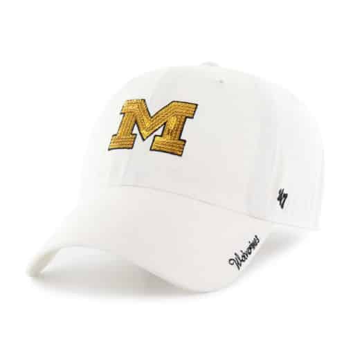 Michigan Wolverines Women's 47 Brand Sparkle White Clean Up Adjustable Hat