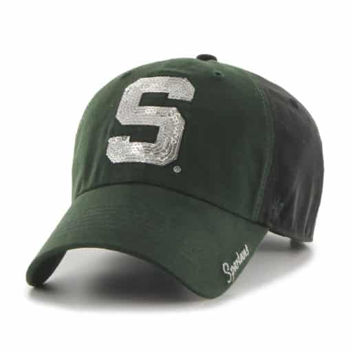 Michigan State Spartans Women's 47 Brand Sparkle Black Clean Up Adjustable Hat