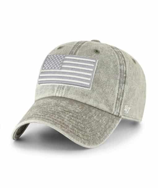 Operation Hat Trick 47 Brand Vintage Gray Clean Up Adjustable USA Flag Hat