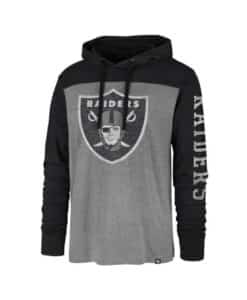 Las Vegas Raiders Men's 47 Brand Black Slate Gray Pullover Hoodie Long Sleeve Tee