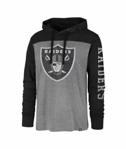 Las Vegas Raiders Men's 47 Brand Black Slate Gray Pullover Hoodie Long Sleeve Tee