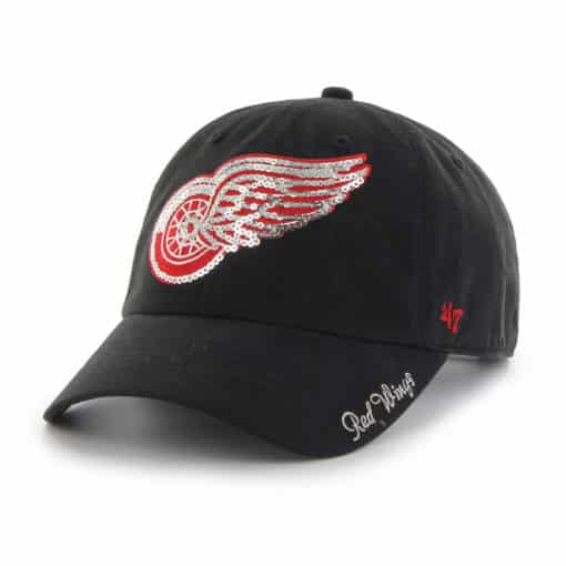Detroit Red Wings Women's 47 Brand Sparkle Black Clean Up Adjustable Hat
