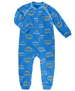 Los Angeles Chargers Baby Powder Blue Raglan Zip Up Sleeper Coverall