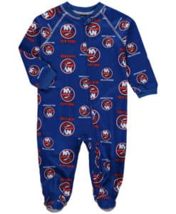 New York Islanders Baby Blue Raglan Zip Up Sleeper Coverall