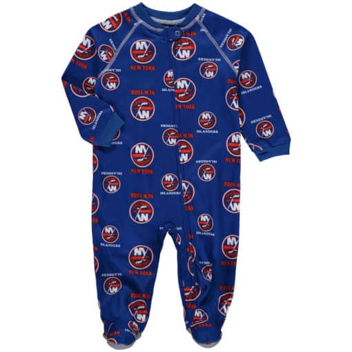 New York Islanders Baby Blue Raglan Zip Up Sleeper Coverall