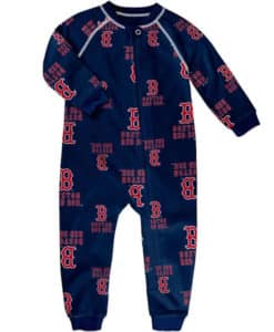 Boston Red Sox TODDLER Baby Navy Raglan Zip Up Sleeper Coverall