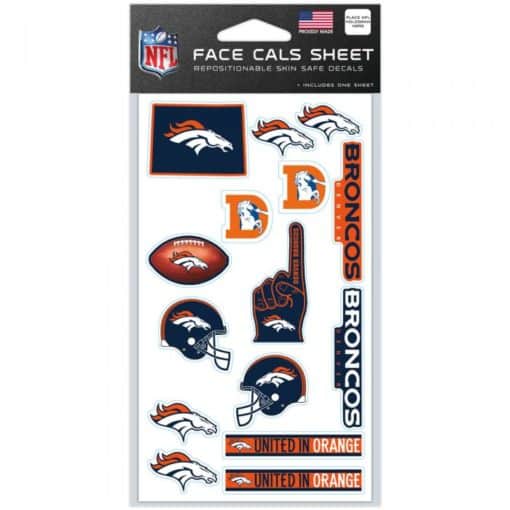 Denver Broncos Face Cals Temporary Tattoos