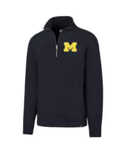 Michigan Wolverines Men's 47 Brand M Navy Striker 1/4 Zip Long Sleeve Shirt