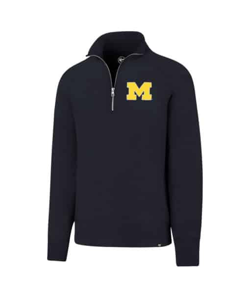 Michigan Wolverines Men's 47 Brand M Navy Striker 1/4 Zip Long Sleeve Shirt