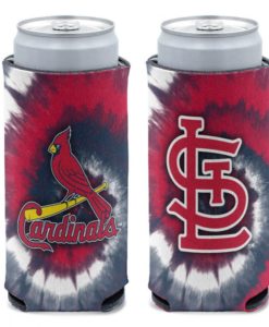 St Louis Cardinals 12 oz Red Tie Dye Slim Can Cooler Holder