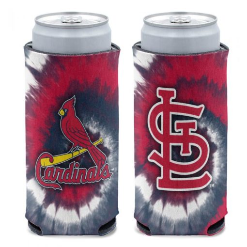 St Louis Cardinals 12 oz Red Tie Dye Slim Can Cooler Holder