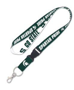 Michigan State Spartans Green White Lanyard with Detachable Buckle