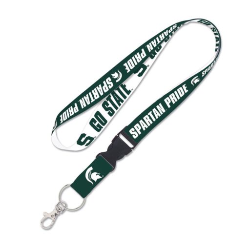 Michigan State Spartans Green White Lanyard with Detachable Buckle