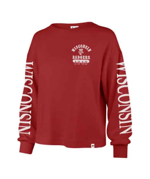 Wisconsin Badgers Women's 47 Brand Red Long Sleeve T-Shirt Tee