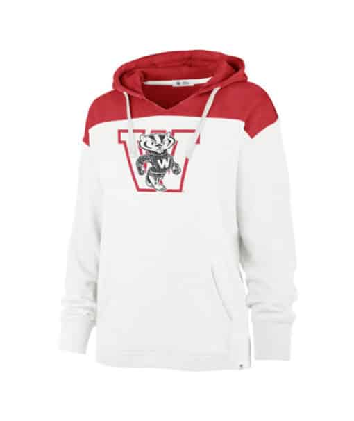 Wisconsin Badgers Women's 47 Brand Vintage White Pullover Hoodie