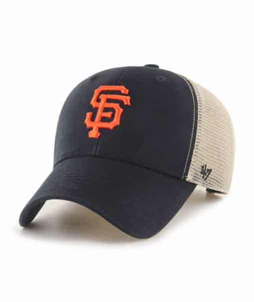 San Francisco Giants 47 Brand Black MVP Khaki Mesh Snapback Hat