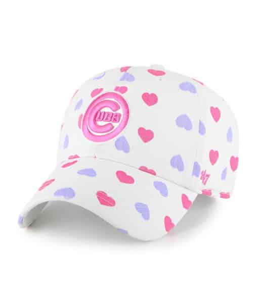 Chicago Cubs KIDS Girls 47 Brand Jamboree White Pink Clean Up Adjustable Hat