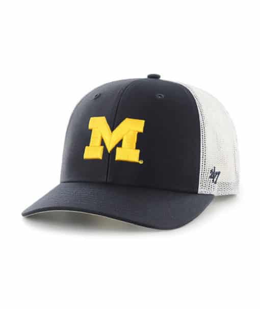 Michigan Wolverines 47 Brand Navy White Mesh Trucker Snapback Hat