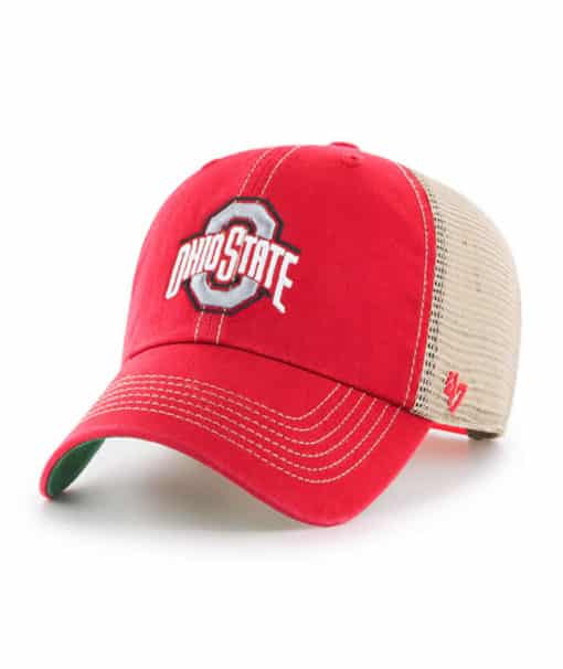 Ohio State Buckeyes 47 Brand Red Trawler Clean Up Khaki Mesh Snapback Hat