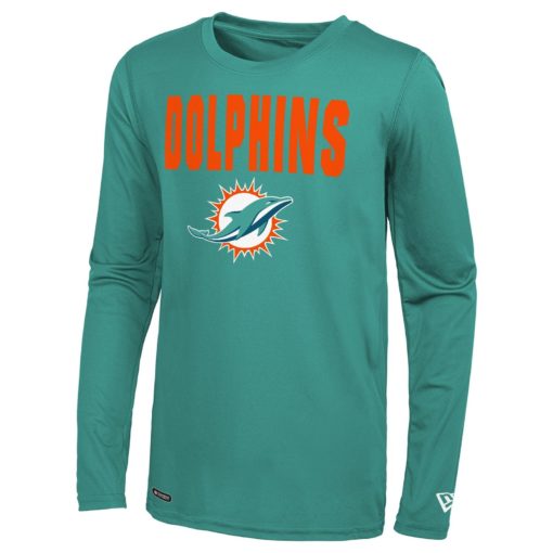 Miami Dolphins Men's New Era Dri-Tek Aqua Long Sleeve T-Shirt Tee