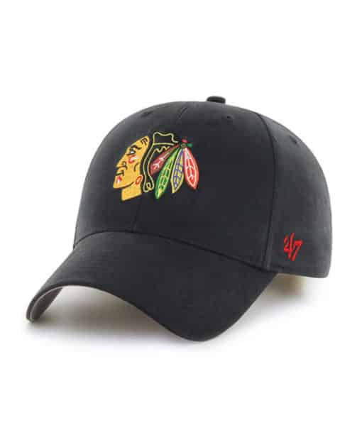 Chicago Blackhawks INFANT 47 Brand Black MVP Stretch Fit Hat