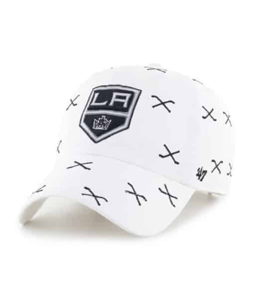 Los Angeles Kings 47 Brand White Confetti Clean Up Adjustable Hat