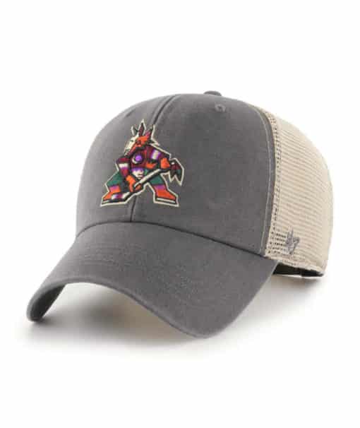 Arizona Coyotes 47 Brand Charcoal MVP Khaki Mesh Snapback Hat