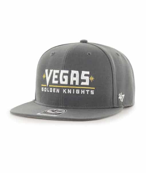 Vegas Golden Knights 47 Brand No Shot Script Charcoal Snapback Hat