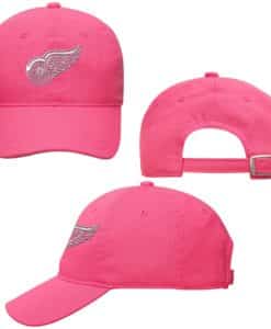 Detroit Red Wings GIRLS Pink Slouch Adjustable Hat