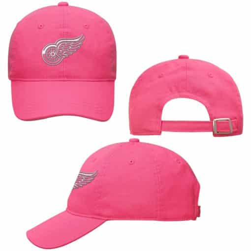 Detroit Red Wings GIRLS Pink Slouch Adjustable Hat