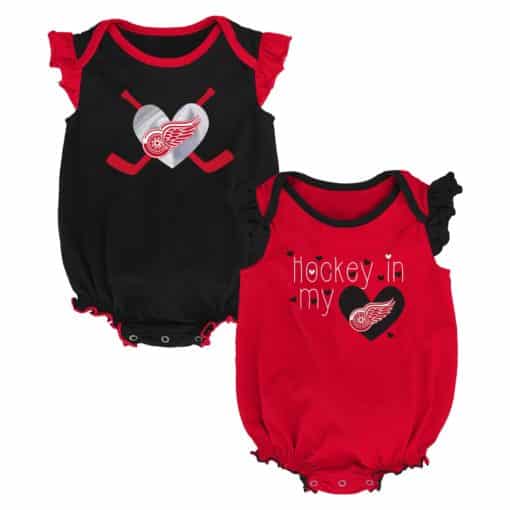 Detroit Red Wings Baby Girl 2 Pack Onesie Creeper Set