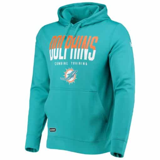 Miami Dolphins Men's New Era Aqua Big Stage Pullover Hoodie