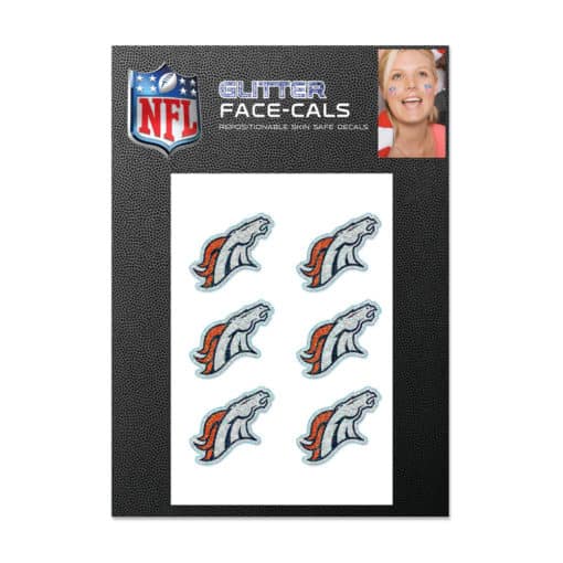 Denver Broncos Temporary Tattoos Glitter Face Cals