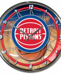 Detroit Pistons Round Chrome Wall Clock