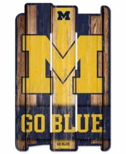 Michigan Wolverines 11" x 17" Wood Fence Sign