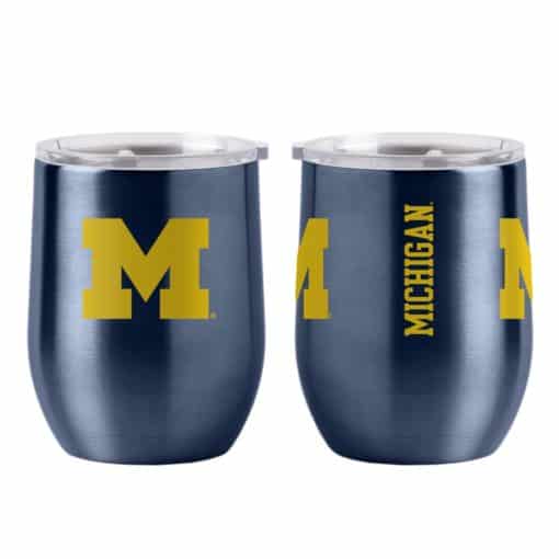 Michigan Wolverines Ultra Navy 16 oz Travel Tumbler Curved Beverage