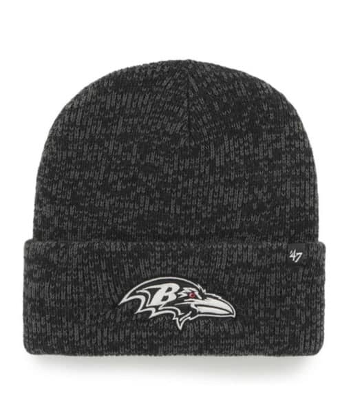 Baltimore Ravens 47 Brand ALL Black Brain Freeze Cuff Knit Hat